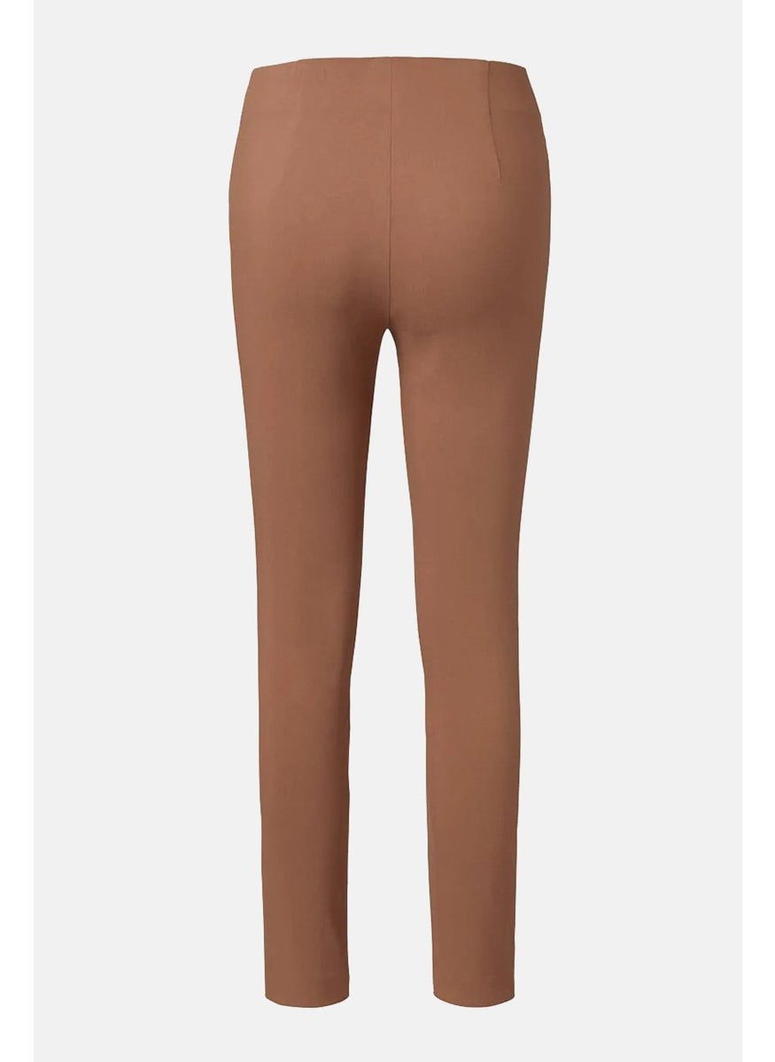 Tchibo Women Slim Fit Plain Stretch Pant, Rust  - Image 2