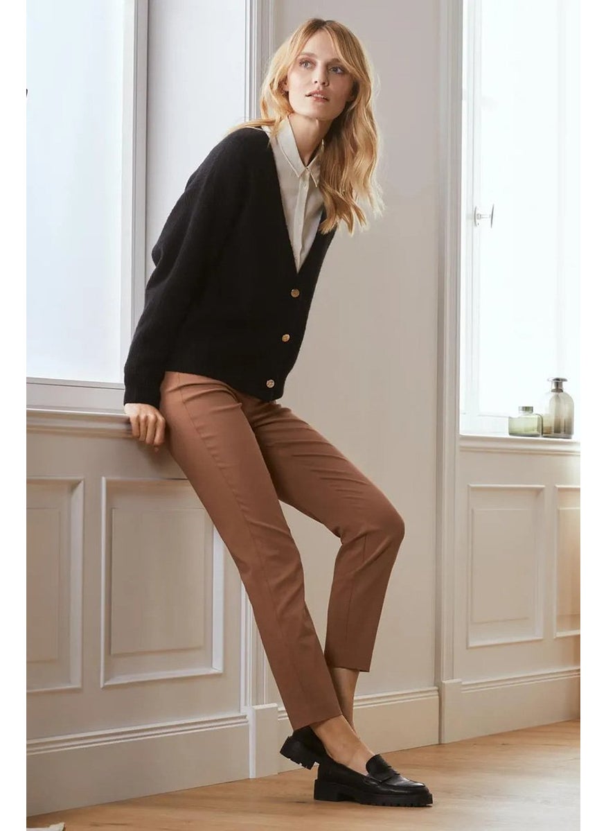 Tchibo Women Slim Fit Plain Stretch Pant, Rust  - Image 1