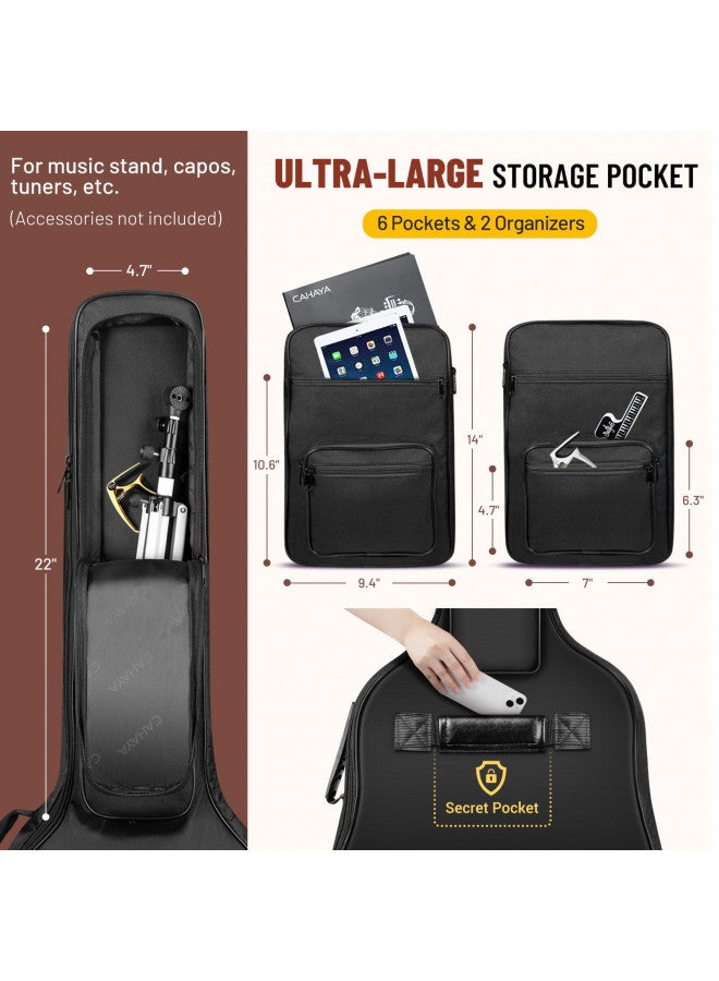 CAHAYA 40 41 42 Inch Multi-pockets Acoustic Guitar Bag 6 Pockets 0.4Inch 10mm Thick Padding Water Resistent Guitar Case Gig Bag CY0181 - Image 5