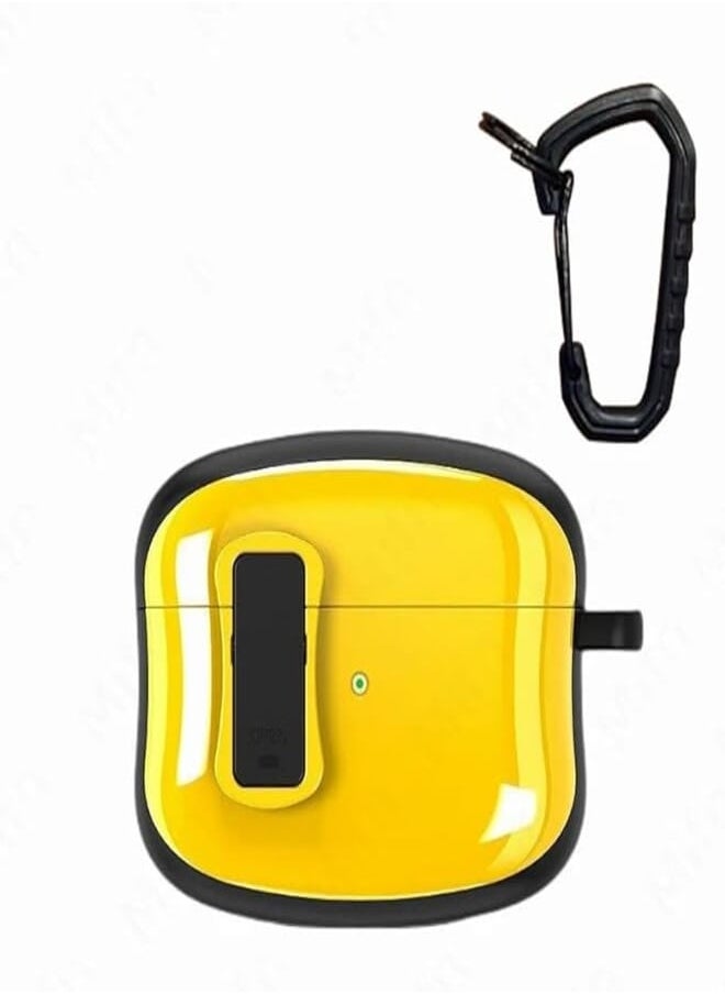 Next Next store Compatible with AirPods Pro Case with Keychain, Military Armor Military Style Rugged Armor Rugged Shockproof Anti-Scratch Hard Shell Case for AirPods Pro 2019 (Yellow) 