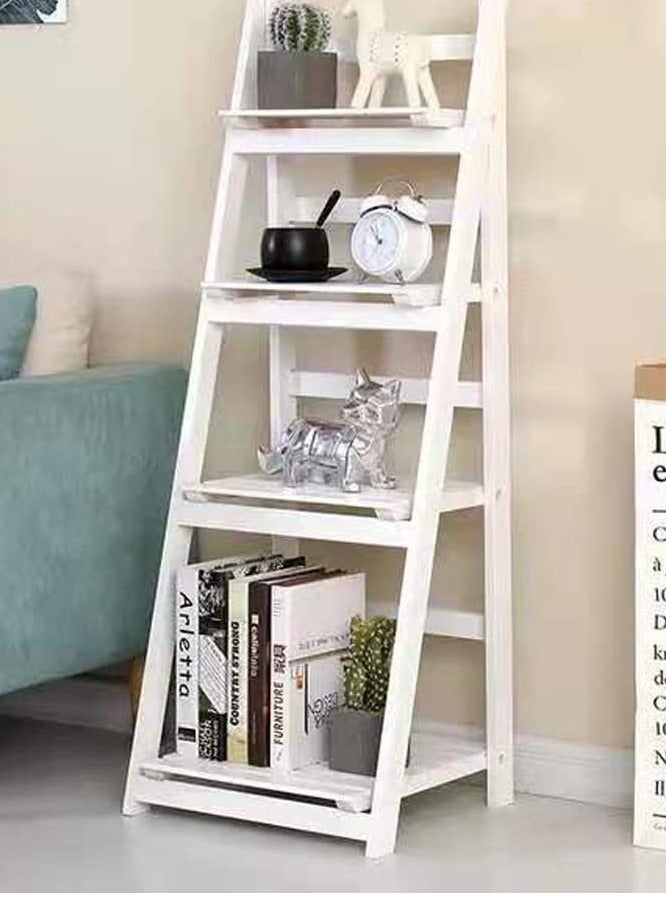 Generic FFD Foldable Wooden Flower White Stand A Versatile Four Layered Rack for Plants, Books  - Image 4