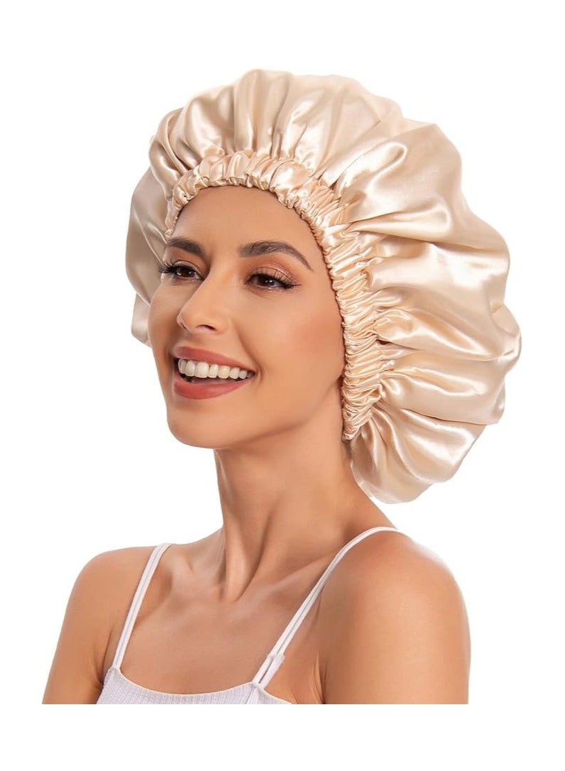 Generic Satin Hair Cap for Women, Silky Sleep Cap for Natural Hair Light Gold - Image 3