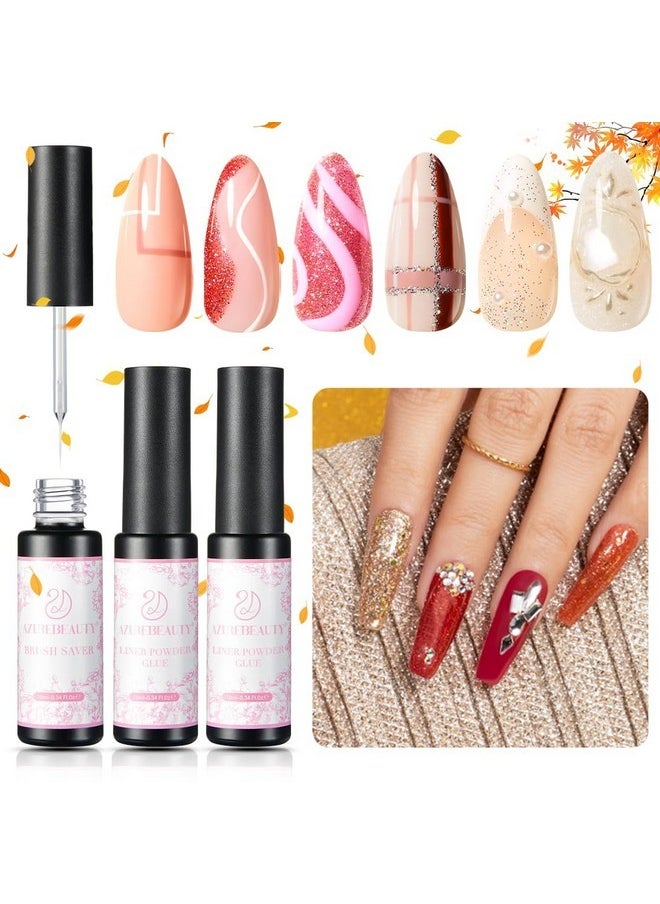 AZUREBEAUTY 3 Pcs Gel Nail Glue Sets Clear Nail Glue For Press Ons With Brush Saver Base Gel X Nail Glue Rhinestone Glue On Nails Fake Nails With Glue Long Lasting Home Diy Women  - Image 1