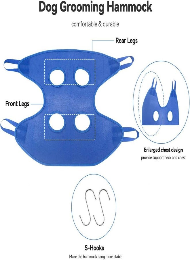 NYTRYD Dog Grooming Hammock Microfiber Cloth Pet Grooming Hammock Harness for Dogs and Cats, Dog Hammock 2 S-Hooks (Blue) - Image 3