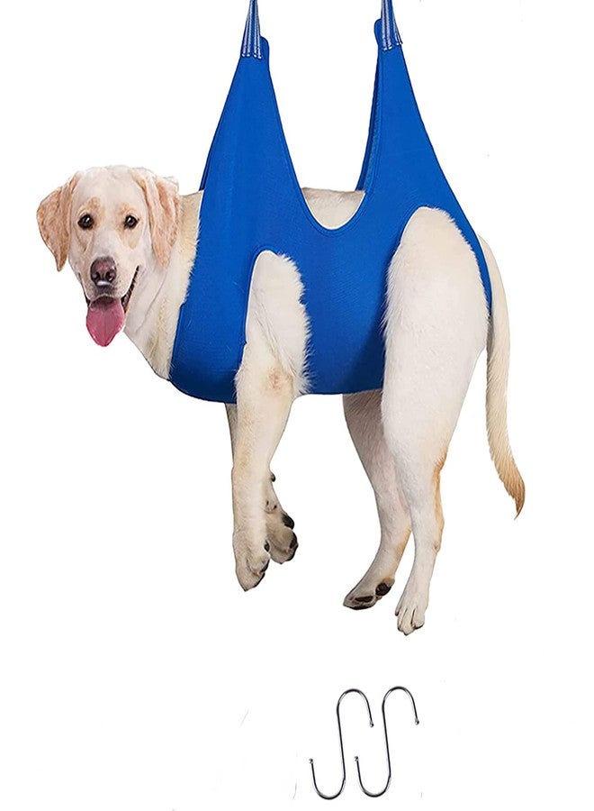 NYTRYD Dog Grooming Hammock Microfiber Cloth Pet Grooming Hammock Harness for Dogs and Cats, Dog Hammock 2 S-Hooks (Blue) - Image 1