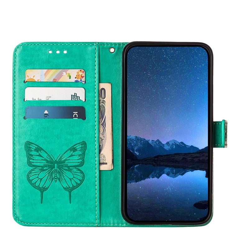 BURAQ Case Cover For Huawei P50 Embossed Butterfly Leather Phone Case(Green) - Image 3
