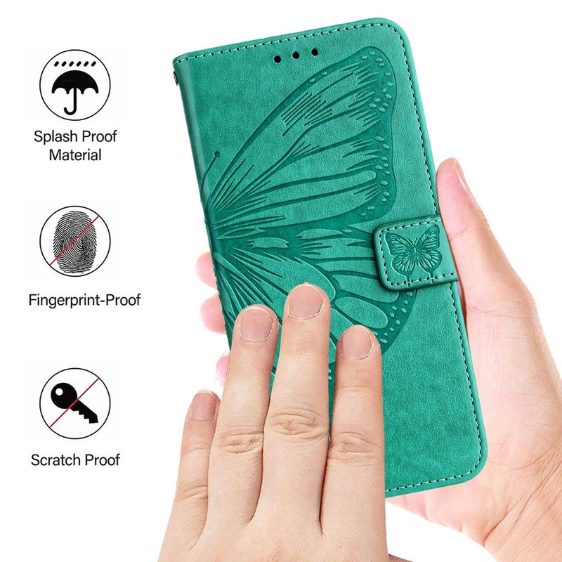 BURAQ Case Cover For Huawei P50 Embossed Butterfly Leather Phone Case(Green) - Image 5