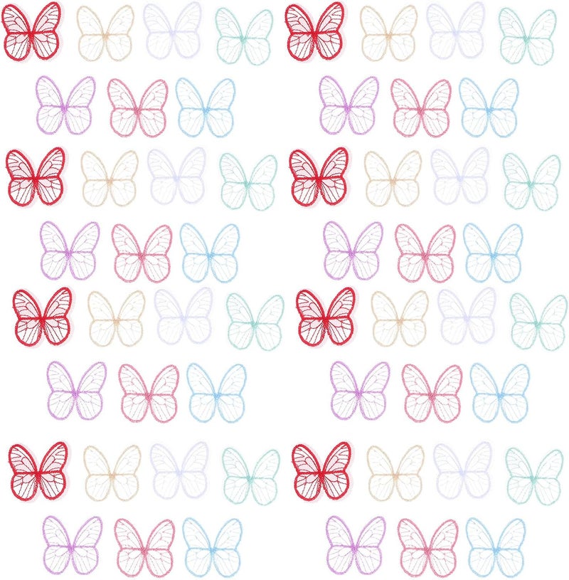 100pcs Butterfly Embroidered Applique Lace Patches Mixed Colors for Wedding Dress DIY Sewing Crafts Embroidery Fabric Trim Decoration Random Color - Image 1