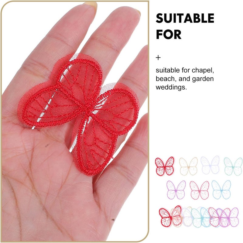 100pcs Butterfly Embroidered Applique Lace Patches Mixed Colors for Wedding Dress DIY Sewing Crafts Embroidery Fabric Trim Decoration Random Color - Image 3