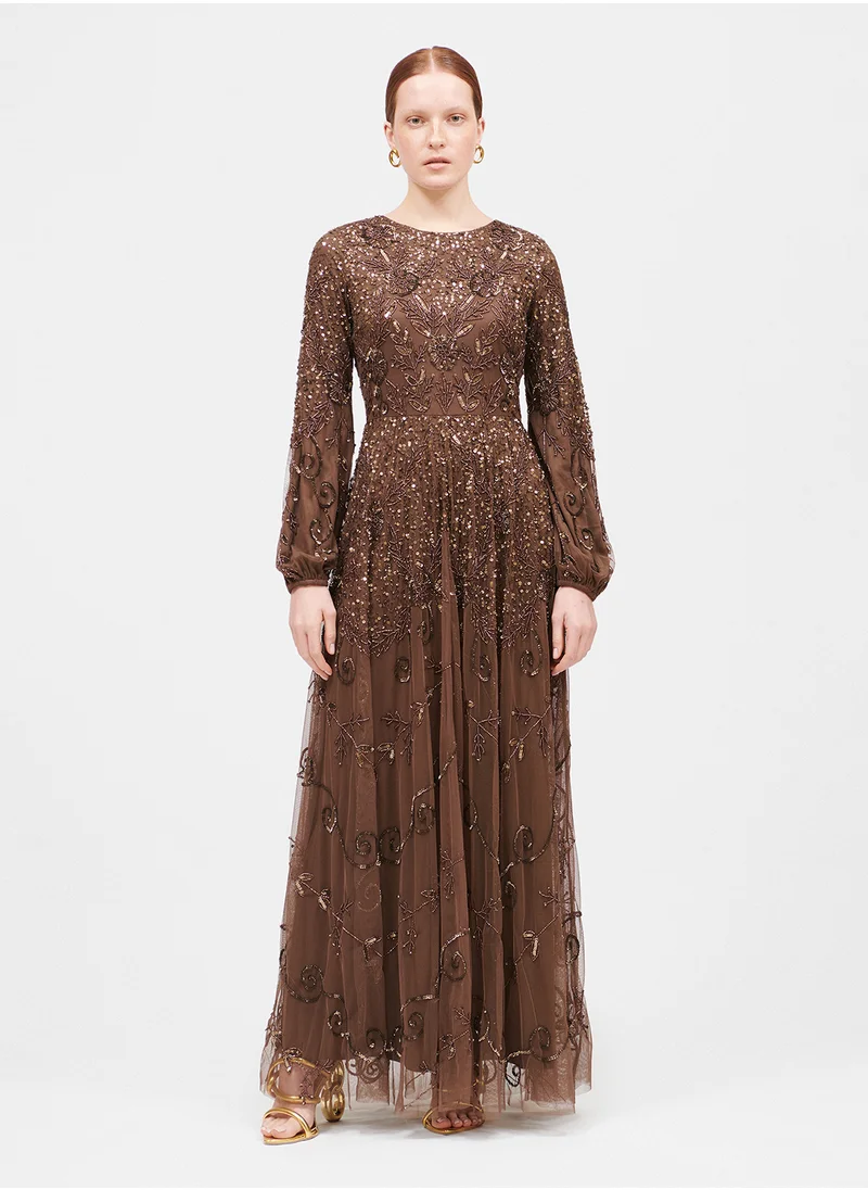 ماري Erina Modest Embellished Sequin Maxi Dress