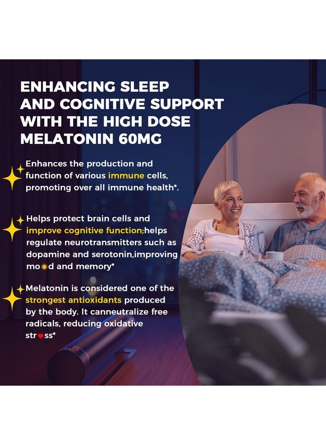 NEVISS Melatonin 60mg for Adults High Dose, Supports Deep Sleep & Brain Cognition, Extra Strength Liposomal Melatonin with Vitamin D3 K2, Chamomile, for Sound Sleep Cycle, Immune & Antioxidant, 150 Softgels - Image 5