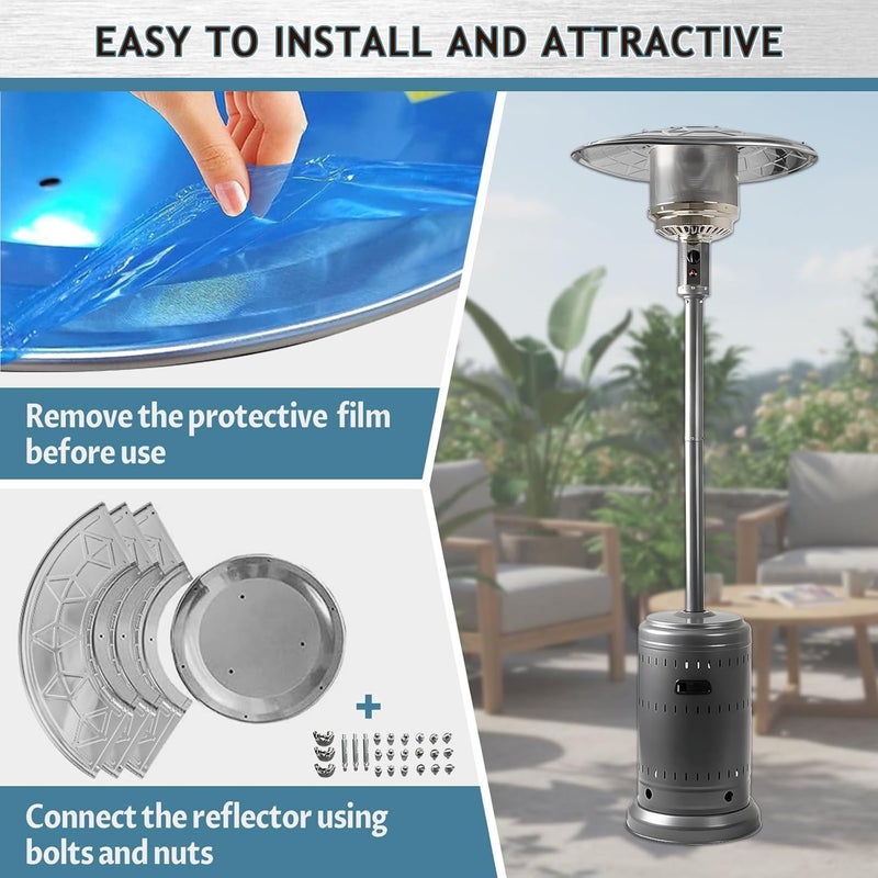 Kisworm Patio Heater Reflector Shield, Outdoor Heater Top Replacement - 3-Hole Mount, 30" Dia Round - Image 5