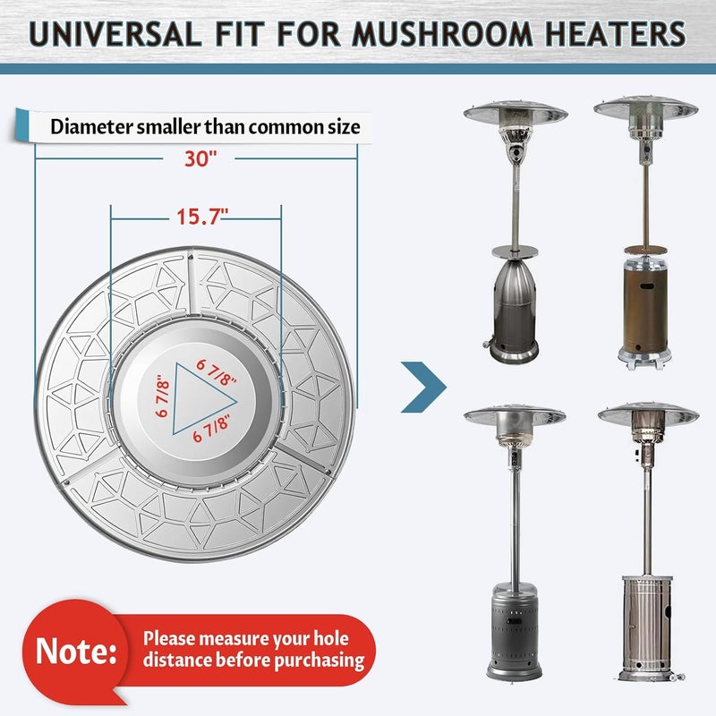 Kisworm Patio Heater Reflector Shield, Outdoor Heater Top Replacement - 3-Hole Mount, 30" Dia Round - Image 3