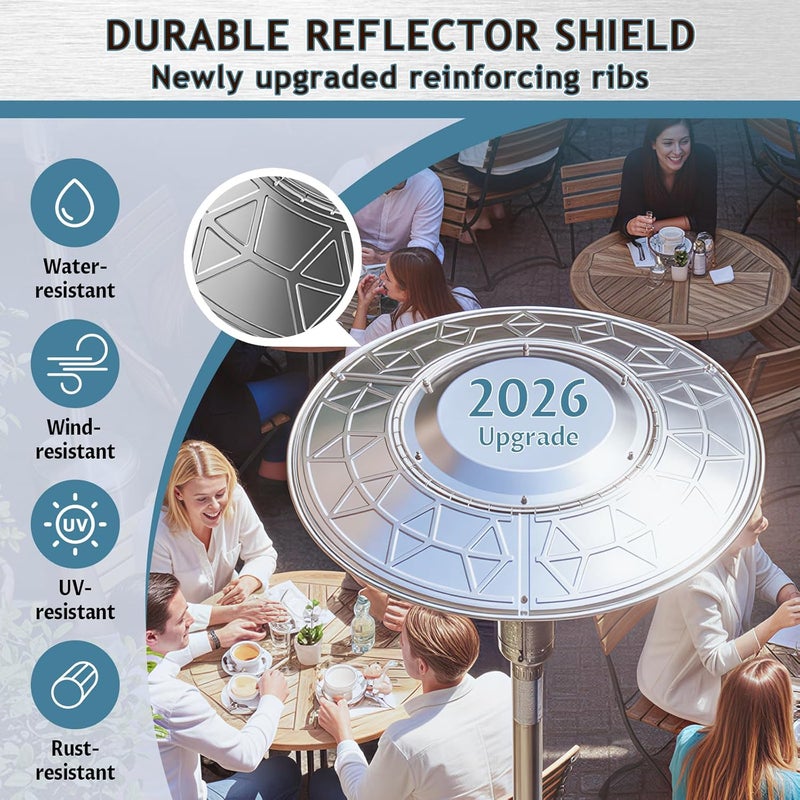 Kisworm Patio Heater Reflector Shield, Outdoor Heater Top Replacement - 3-Hole Mount, 30" Dia Round - Image 4