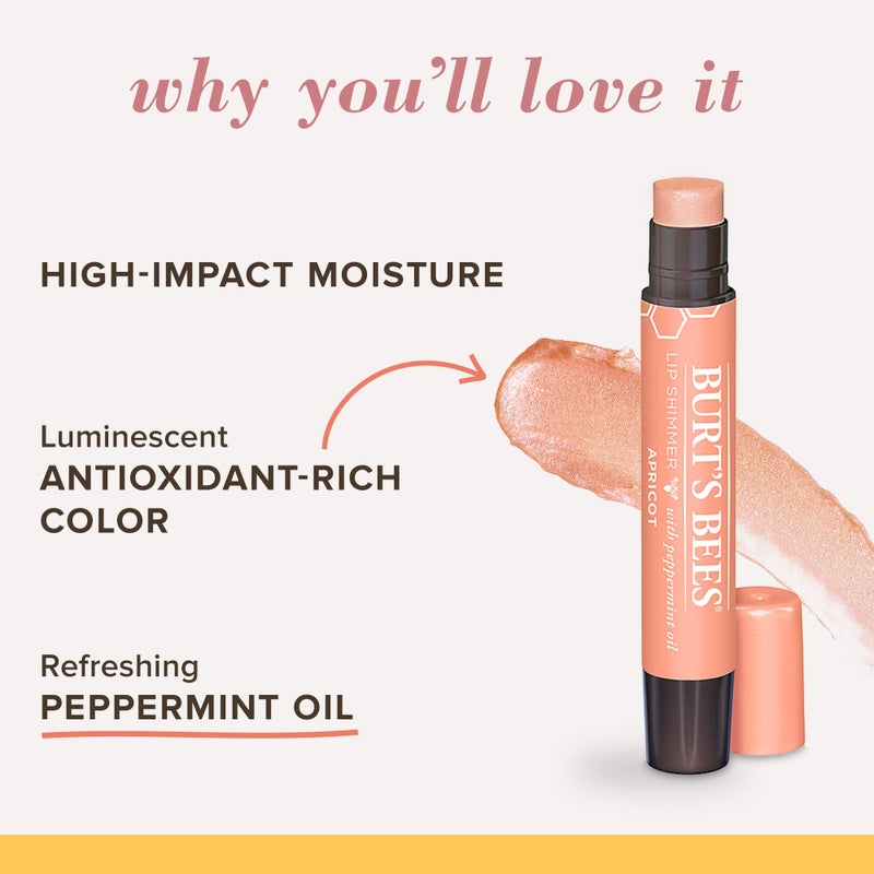 Burt's Bees Lip Balm, Moisturizing Lip Shimmer for Women, for All Day Hydration, with Vitamin E & Coconut Oil, 100% Natural, Apricot, 0.09 Ounce - Image 4