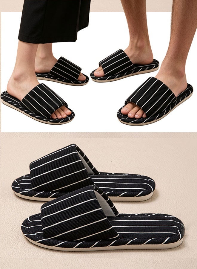 Comfortable Cotton Linen Open-toe Slippers, Unisex Silent Non-Slip Slippers - Image 1