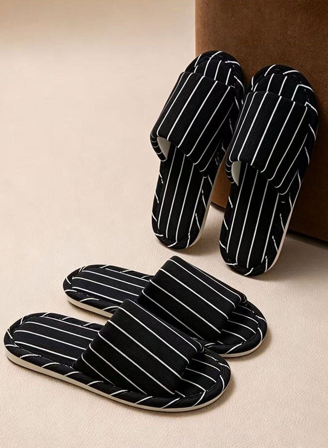 Comfortable Cotton Linen Open-toe Slippers, Unisex Silent Non-Slip Slippers - Image 2