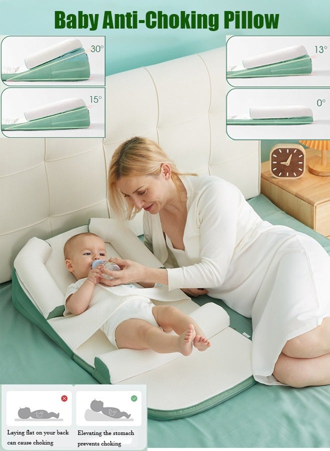 Baby Lounger, Baby Sleeping Nest, Anti-Reflux Pillow, 0-30° Height Adjustable Travel Crib, Relieves Vomiting Milk, Washable - Image 1