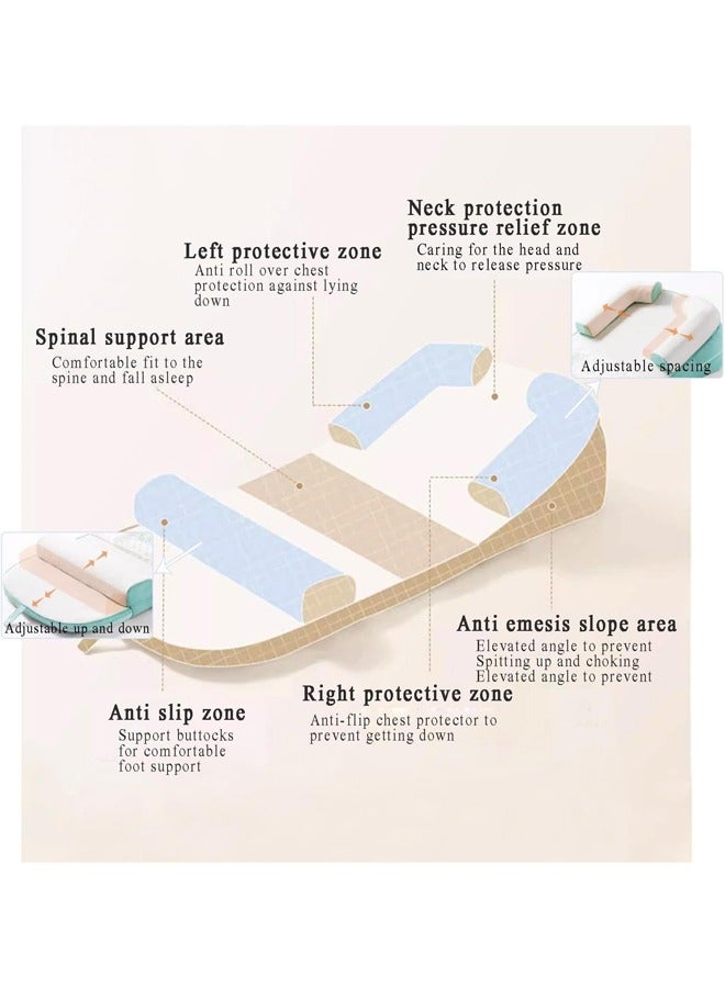 Baby Lounger, Baby Sleeping Nest, Anti-Reflux Pillow, 0-30° Height Adjustable Travel Crib, Relieves Vomiting Milk, Washable - Image 5