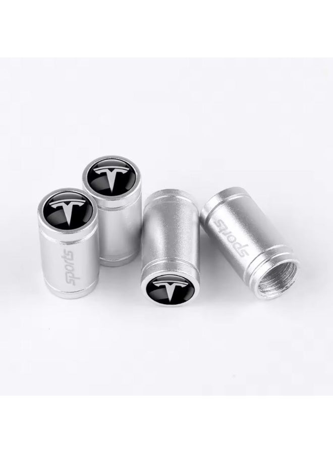 Car Tire Valve Stem Caps (4pcs) Tyre Air Valve Cap Accessories Cover Fit for (Tesla) Model X Y S 3 Cybertruck - Image 1