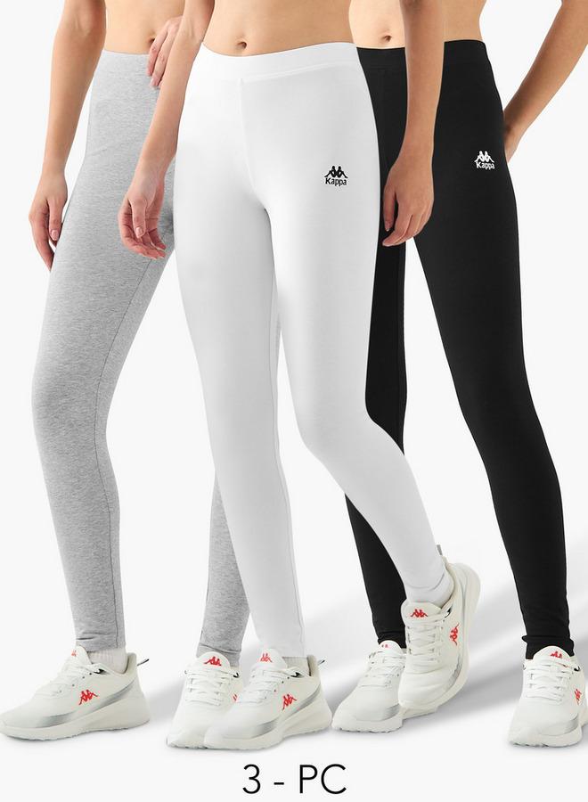 Kappa Pack of 3 Elasticated Full Length Leggings with Logo Print - Image 1