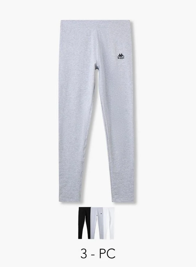 Kappa Pack of 3 Elasticated Full Length Leggings with Logo Print