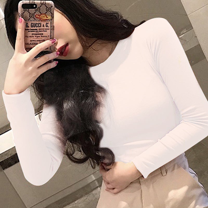 2024 Spring New Fashion Long Sleeve Womens T-Shirt White White - Image 1