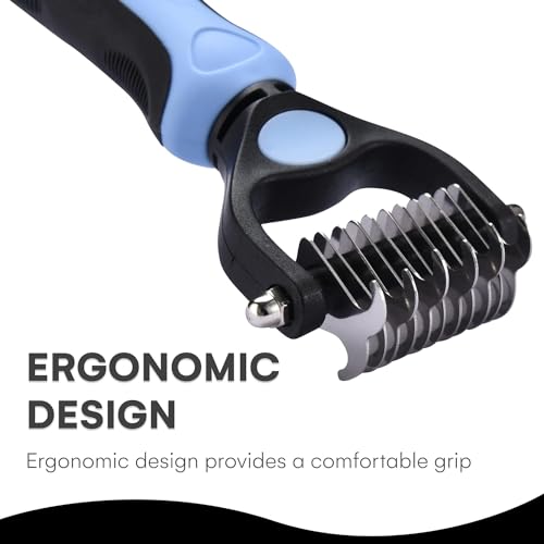 Episkey Undercoat Rake for Dogs & Cats, Dematting Comb with Extra Wide Double-Sided Stainless Steel Teeth for Detangling, Deshedding, Brushing & Removing Shed Fur, Knots, Mats, and Tangles in Pets (UNDERCOAT) - Image 5