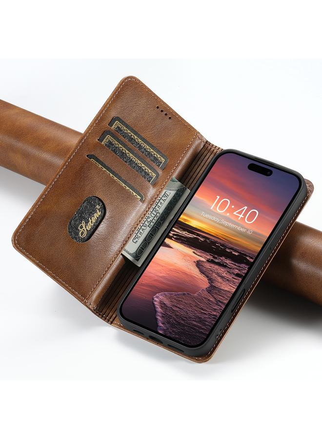 Suteni Case For iPhone 16 Pro J02 Oil Wax Wallet Leather Phone Case - Image 4