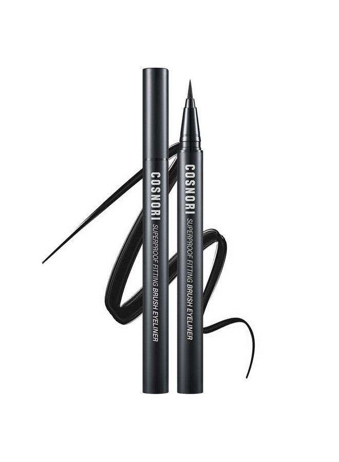 COSNORI Superproof Brush Eyeliner 01 Black - 24h Pen Eyeliner - Super Slim Lasting Liquid Eye Liner - Smudge, Budge Resistant Wear - Allergen Free 0.02 fl.oz. - Image 1