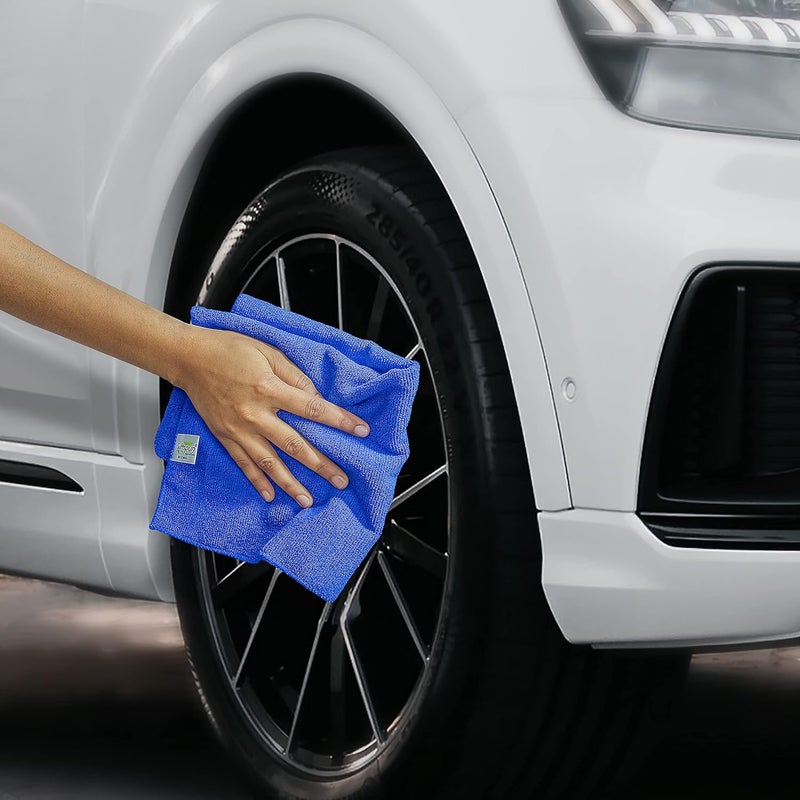 SOFTSPUN Microfiber Cloth 2 pcs 30x30 cms 340 GSM Blue Thick Lint StreakFree Multipurpose Cloths Automotive Microfibre Towels for Car Bike Cleaning Polishing Washing Detailing - Image 4