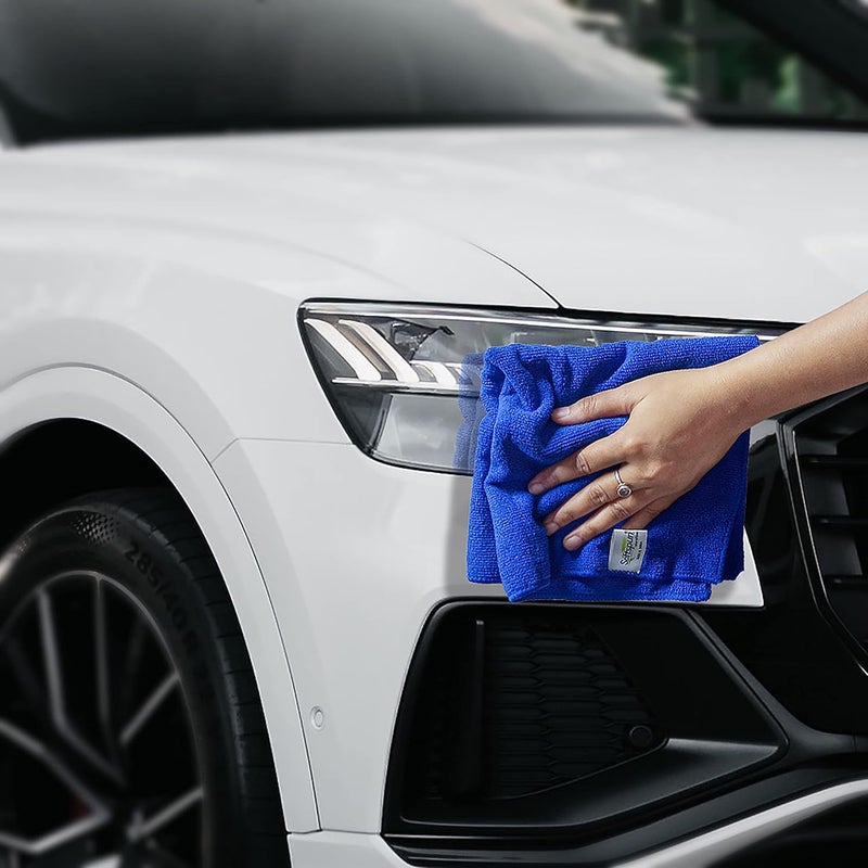 SOFTSPUN Microfiber Cloth 2 pcs 30x30 cms 340 GSM Blue Thick Lint StreakFree Multipurpose Cloths Automotive Microfibre Towels for Car Bike Cleaning Polishing Washing Detailing - Image 2