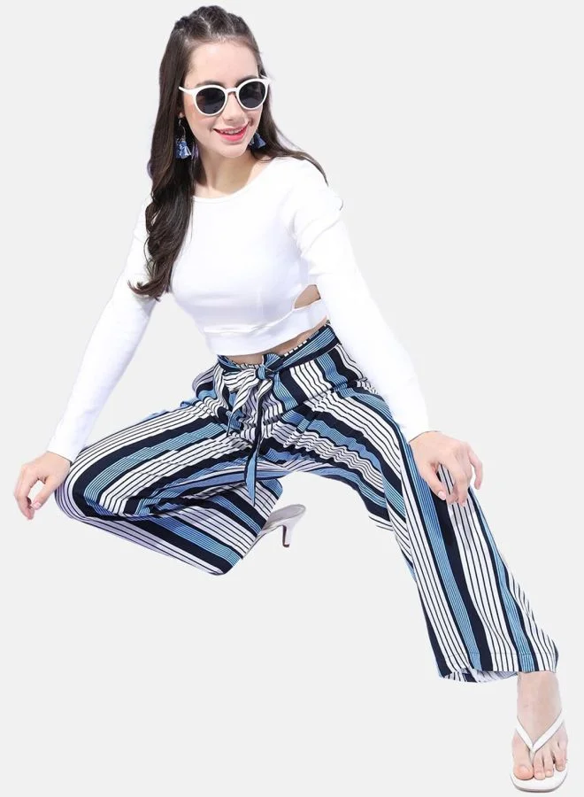 Freehand  Women Flared Striped Mid-Rise Pants for Women | Best Price UAE
