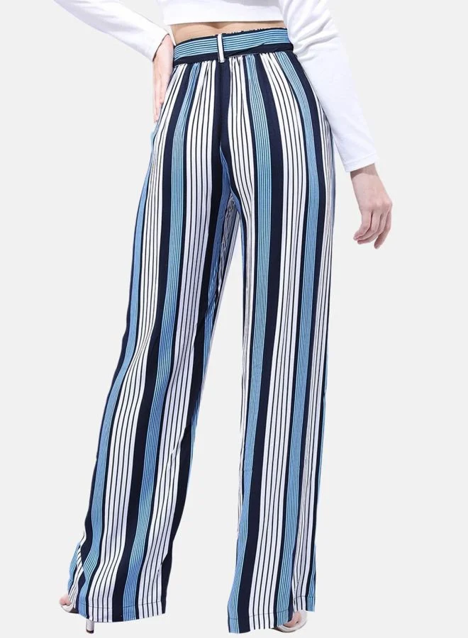 Freehand  Women Flared Striped Mid-Rise Pants for Women | Best Price UAE