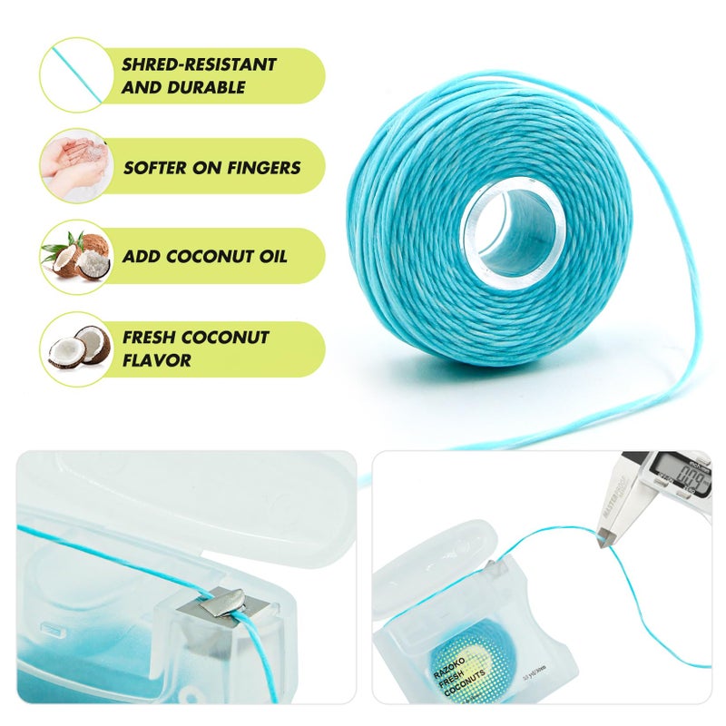 RAZOKO Coconut Oil Infused Woven Dental Floss, Vegan and Cruelty-Free, Coconut Scent, 6 Month Supply (33 Yds x 3 Units) - Image 2