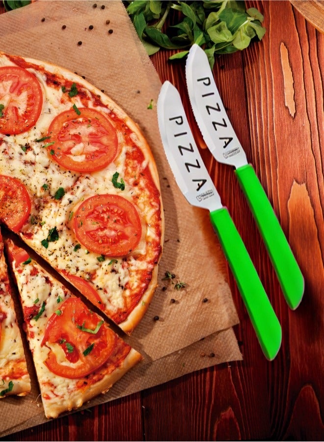TRAMONTINA Since 1911, Made In Brazil - 2-Piece Stainless Steel Pizza Knife Set 25040224, Green  - Image 1