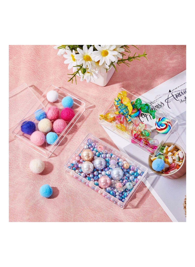 8 Pieces Clear Acrylic Plastic Jewelry Box Mini Storage Cube Containers with Lids Candy for Pill and Tiny Rectangle 4.3x2.7x1 Inch - Image 2