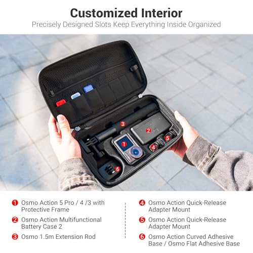 Kiorafoto Hard Shell Action 5 Pro Case,EVA Carrying Pouch Shoulder Bag for DJI Osmo Action 5 Pro/4/3 Adventure Combo,Waterproof Action 5Pro Accessories Storage Case with 3 MicroSD Card Cases for Travel - Image 2