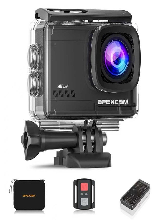 Apexcam M80 AIR 4K 60FPS 64MP EIS WiFi Action Camera Waterproof Underwater Camera 40M Sport Camera 2.0'LCD 2.4G Remote Control 2X1350mAh Batteries and Multiple accessorie - Image 1