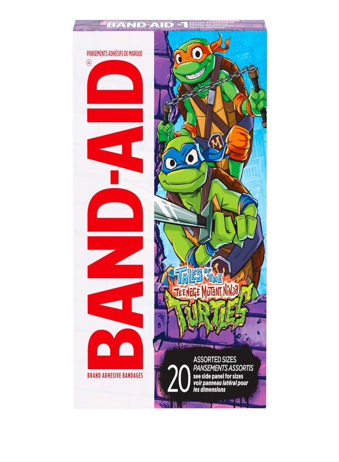 BAND-AID Brand Adhesive First Aid Bandages for Minor Cuts & Scrapes, Wound Care Featuring Nickelodeon TMNT Characters, Fun Bandages for Kids & Toddlers, Sterile, Assorted Sizes, 20 ct - Image 1