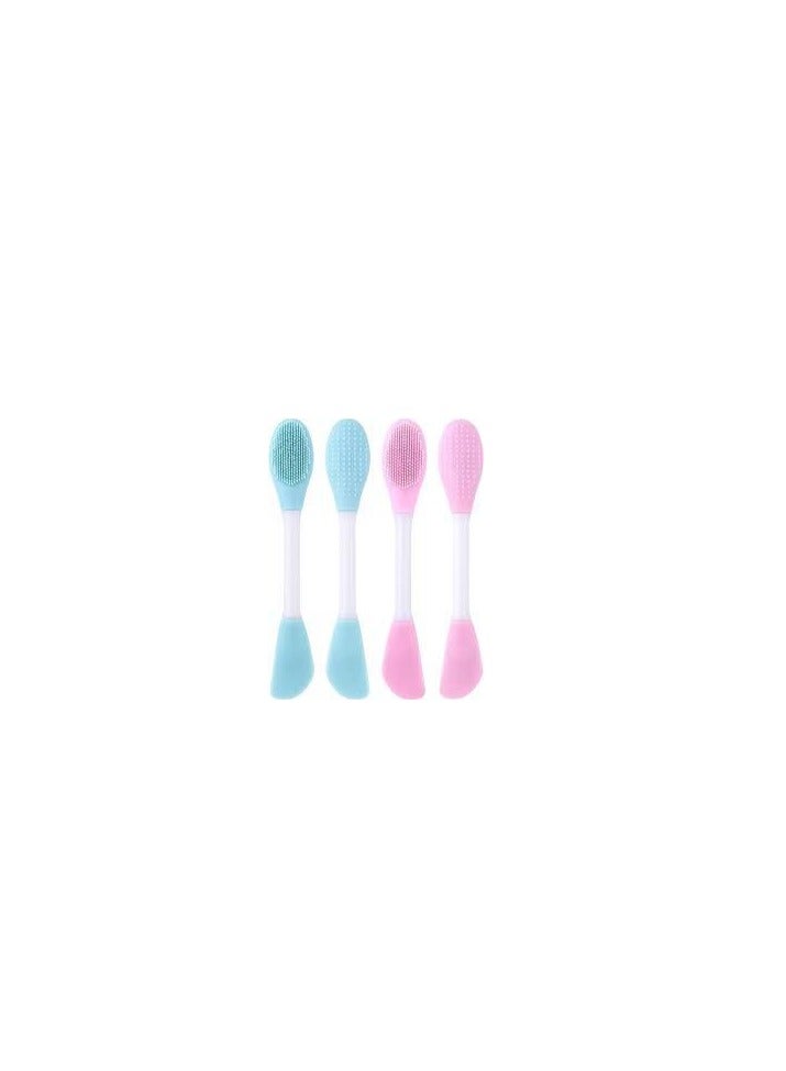Silicone Face Mask Applicator, 2 in 1 Double-Sided Facial Scrubber Brush Tool, Double-Head Manual Cleansing Brush for Deep Gentle Exfoliating 1PCS (random color)