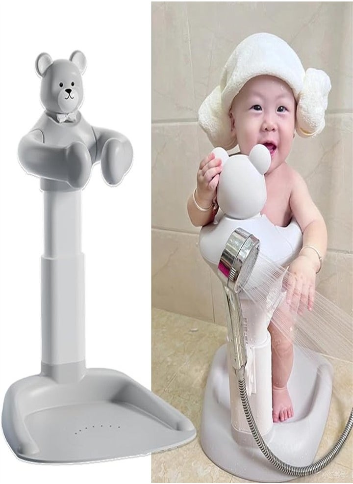 Generic - Baby Shower Stand, Adjustable Height Baby Shower Stand with Non-slip Base, Portable Bathing Assistant, Smart Water Flow Hug Tower Bath Shower Stand, Hugable Bear Bathing Stand for Infants and Toddlers - Image 1