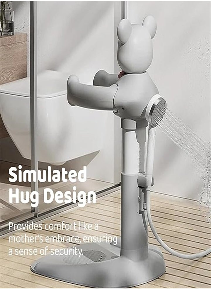 Generic - Baby Shower Stand, Adjustable Height Baby Shower Stand with Non-slip Base, Portable Bathing Assistant, Smart Water Flow Hug Tower Bath Shower Stand, Hugable Bear Bathing Stand for Infants and Toddlers - Image 1
