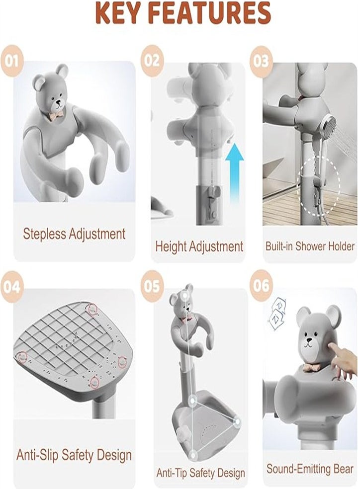 Generic - Baby Shower Stand, Adjustable Height Baby Shower Stand with Non-slip Base, Portable Bathing Assistant, Smart Water Flow Hug Tower Bath Shower Stand, Hugable Bear Bathing Stand for Infants and Toddlers - Image 1