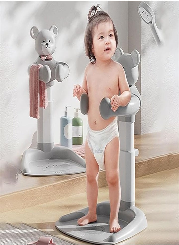 Generic - Baby Shower Stand, Adjustable Height Baby Shower Stand with Non-slip Base, Portable Bathing Assistant, Smart Water Flow Hug Tower Bath Shower Stand, Hugable Bear Bathing Stand for Infants and Toddlers - Image 1