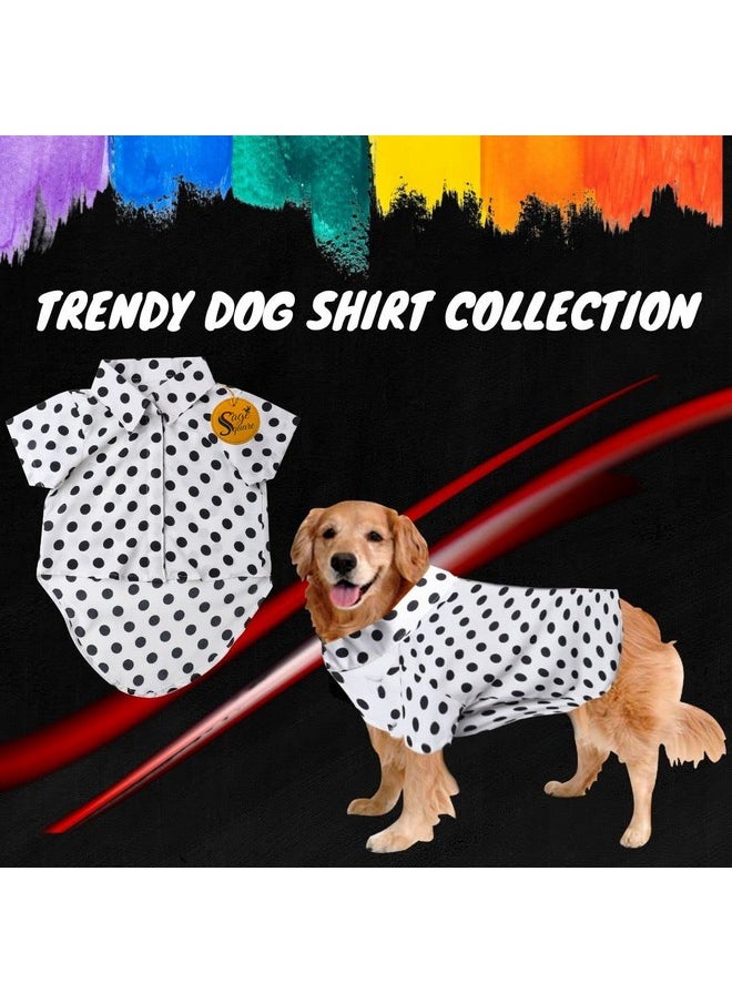Sage Square Funky Soft Material Dog Shirt | Cool/Funky Print Pet | Soft Light Weight | Comfortable & Breathable Dog Clothing | Trendy Vest Outfit (Xxxlarge - 30 Inch) (Polka White)  - Image 2