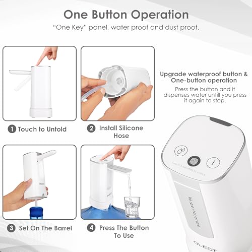 QLECT موزع مياه تلقائي Qlect لزجاجة سعة 20 لتر - مضخة مياه USB DC مع بطارية سعة 1200 مللي أمبير | مضخة ضغط المياه للمنزل والمكتب والسفر | مضخة موزع المياه مع مؤقت عرض وقفل بصمة الإصبع - Image 5
