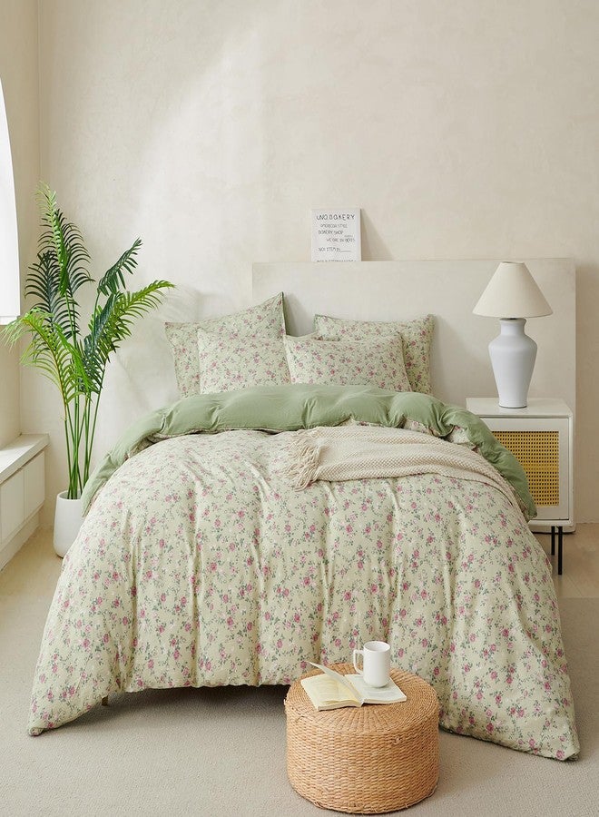 BUPIRD King Size Floral Comforter Set 3 Pieces Soft Cute Fresh Floral Bedding Comforter Lightweight Garden Style King Floral Botanical Comforter Set for All Seasons 1 Comforter and 2 Pillowcases - Image 2
