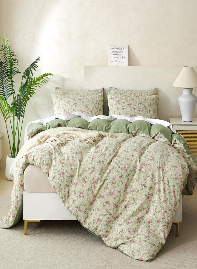 BUPIRD King Size Floral Comforter Set 3 Pieces Soft Cute Fresh Floral Bedding Comforter Lightweight Garden Style King Floral Botanical Comforter Set for All Seasons 1 Comforter and 2 Pillowcases - Image 3
