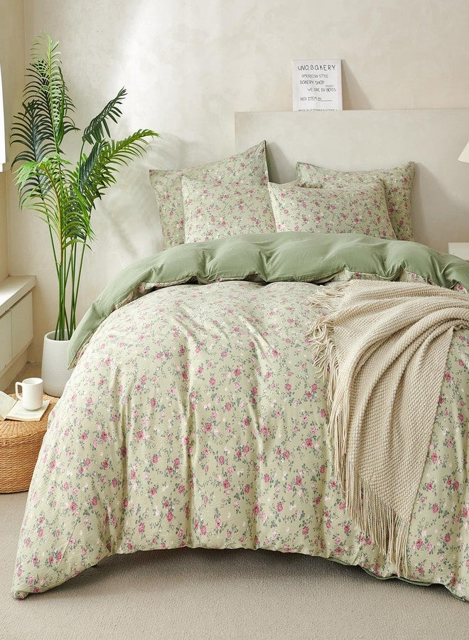 BUPIRD King Size Floral Comforter Set 3 Pieces Soft Cute Fresh Floral Bedding Comforter Lightweight Garden Style King Floral Botanical Comforter Set for All Seasons 1 Comforter and 2 Pillowcases - Image 1